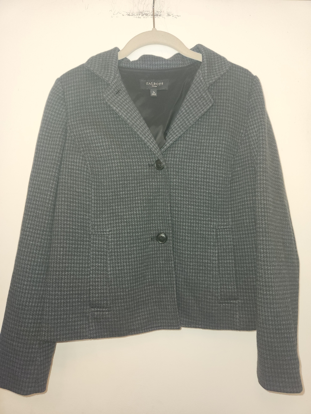 Talbots Women's Gray Houndstooth Blazer Petite S